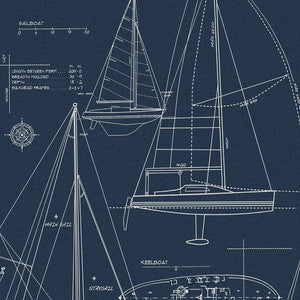 Sail Away Navy Blue by Seabrook Wallpaper