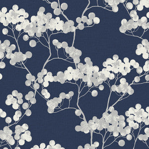 Bayberry Blossom Navy Blue by Seabrook Wallpaper