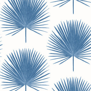 Palm Fronds Coastal Blue by Seabrook Wallpaper