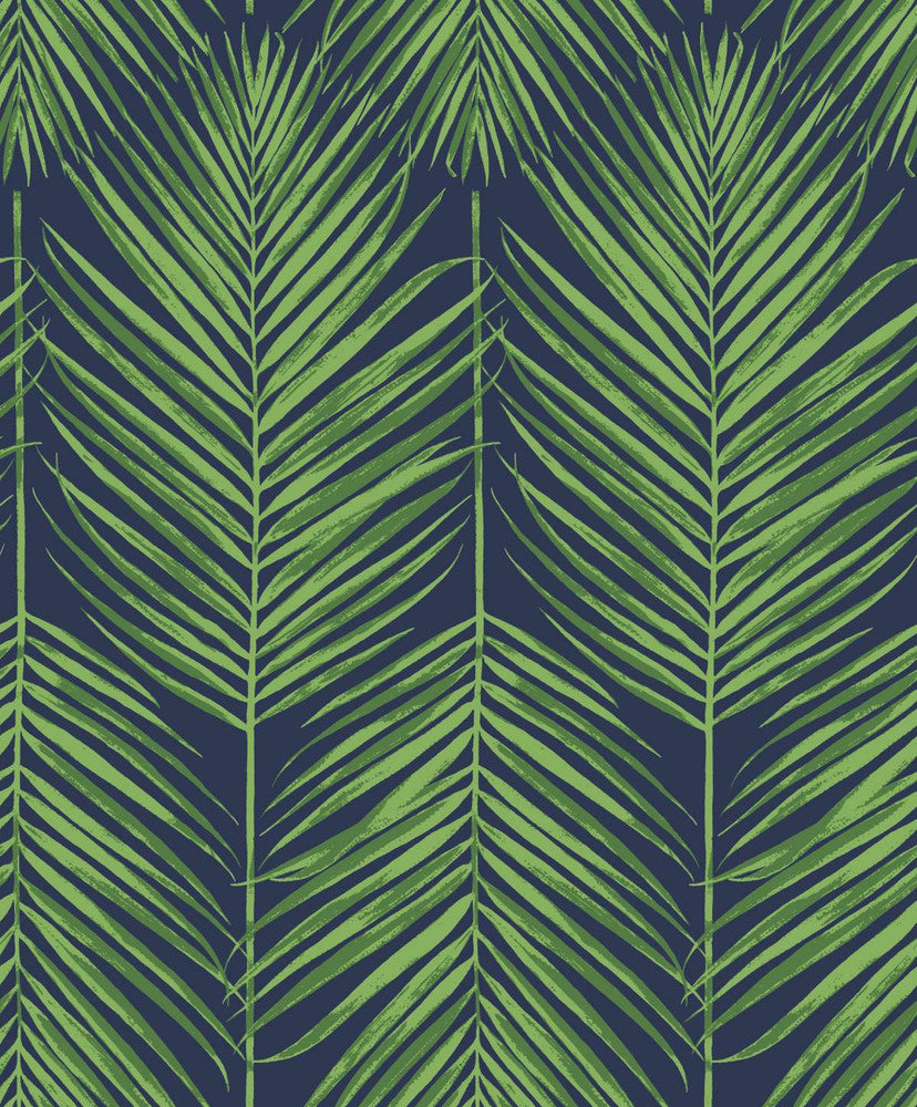 Marina Palm Moss Green & Blue by Seabrook Wallpaper Etten Studios Online Netherlands 57.5 25.2" 20.9" - Fabric Carolina -