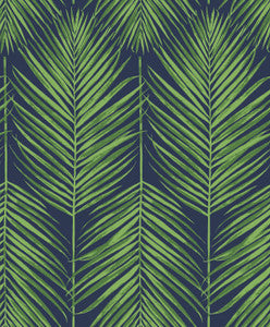 Marina Palm Moss Green & Blue by Seabrook Wallpaper