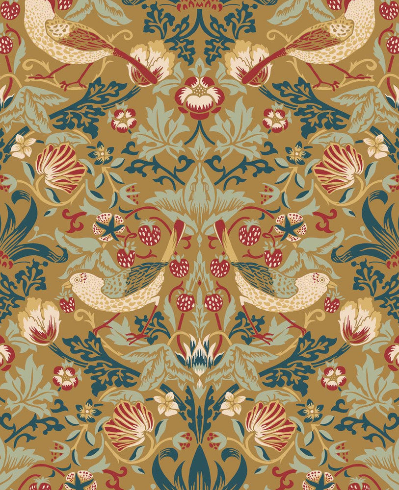 Fragaria Garden Ochre by Seabrook Wallpaper Legacy Prints Netherlands 57.5 25.2" 20.9" - Fabric Carolina -
