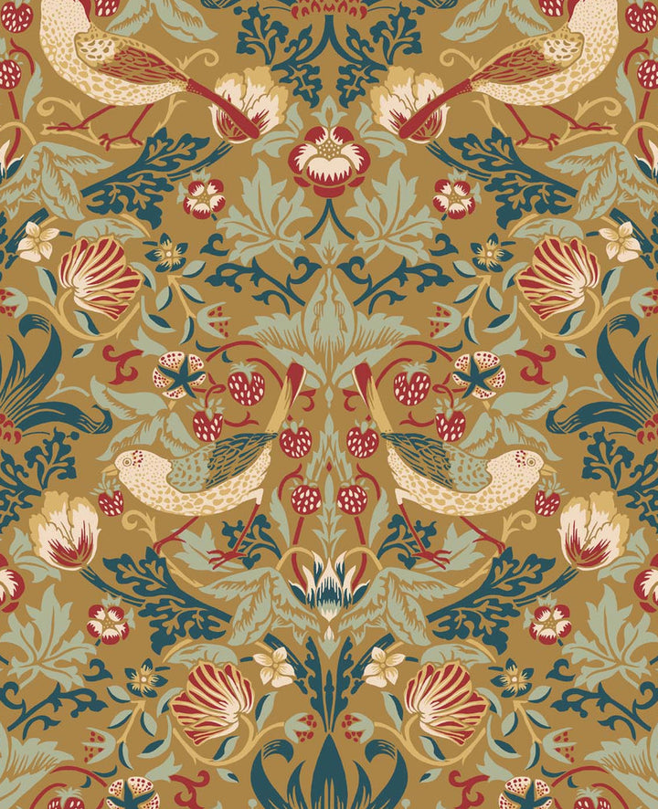 Fragaria Garden Ochre by Seabrook Wallpaper Legacy Prints Netherlands 57.5 25.2" 20.9" - Fabric Carolina -