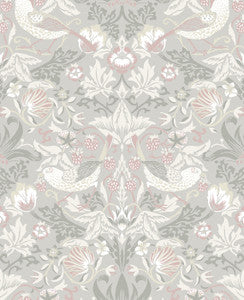 Fragaria Garden Light Grey & Rose Petal by Seabrook Wallpaper