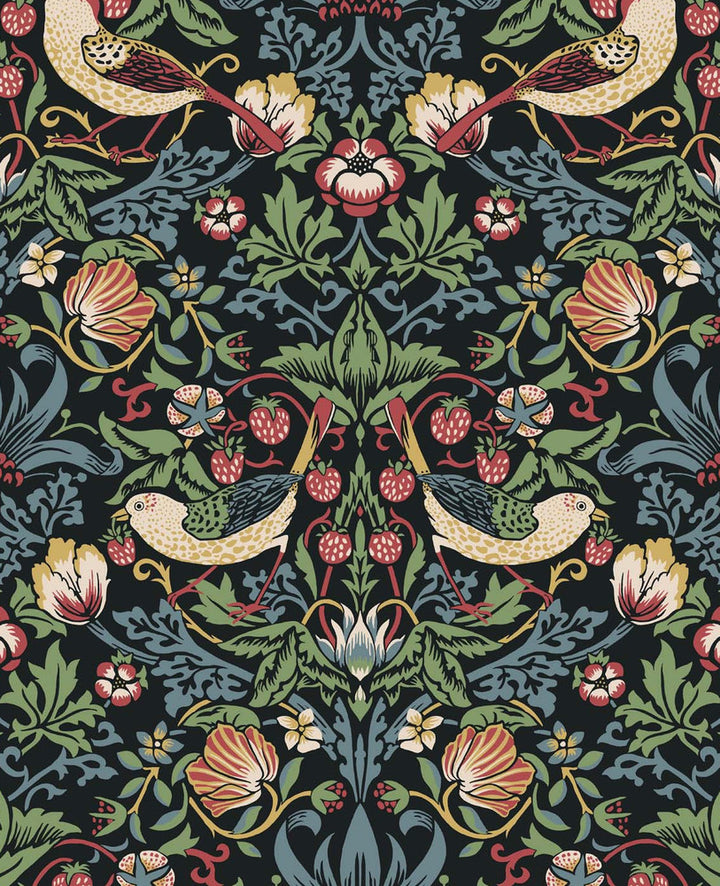 Fragaria Garden Ebony by Seabrook Wallpaper Legacy Prints Netherlands 57.5 25.2" 20.9" - Fabric Carolina -