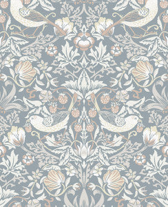 Fragaria Garden Blue Mist & Blush by Seabrook Wallpaper
