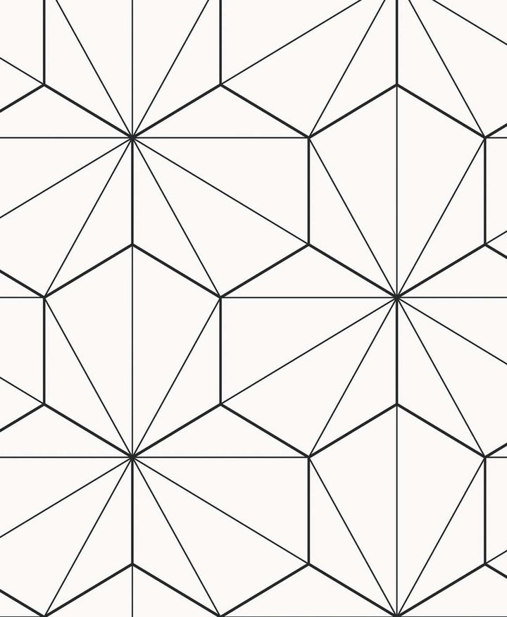Hedron Geometric Ebony & Eggshell by Seabrook Wallpaper Etten Studios Online Netherlands 57.5 12.6" 20.9" - Fabric Carolina -