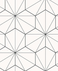 Hedron Geometric Ebony & Eggshell by Seabrook Wallpaper
