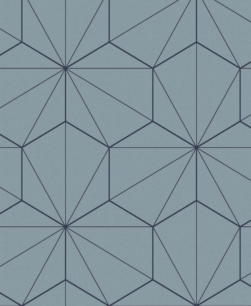 Hedron Geometric Pastel Blue & Midnight by Seabrook Wallpaper Etten Studios Online Netherlands 57.5 12.6" 20.9" - Fabric Carolina -