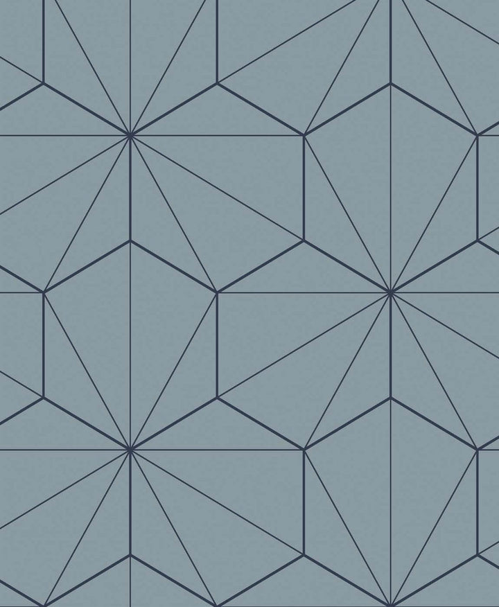 Hedron Geometric Pastel Blue & Midnight by Seabrook Wallpaper Etten Studios Online Netherlands 57.5 12.6" 20.9" - Fabric Carolina -