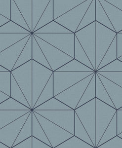 Hedron Geometric Pastel Blue & Midnight by Seabrook Wallpaper