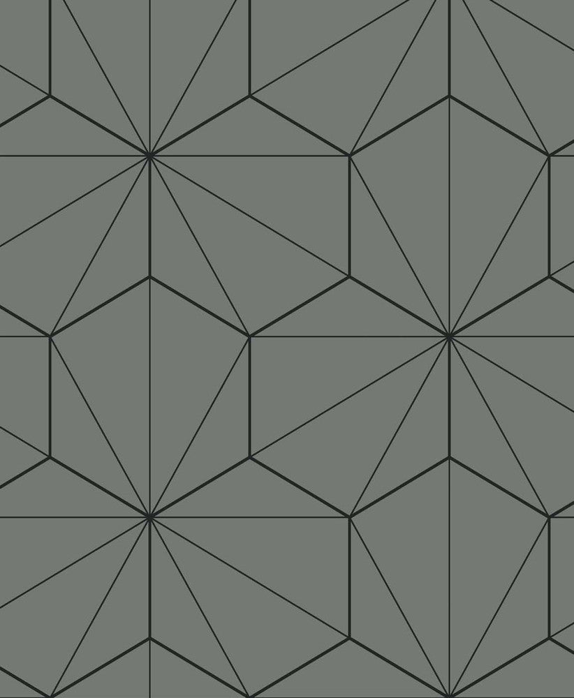 Hedron Geometric Pavestone & Ebony by Seabrook Wallpaper Etten Studios Online Netherlands 57.5 12.6" 20.9" - Fabric Carolina -