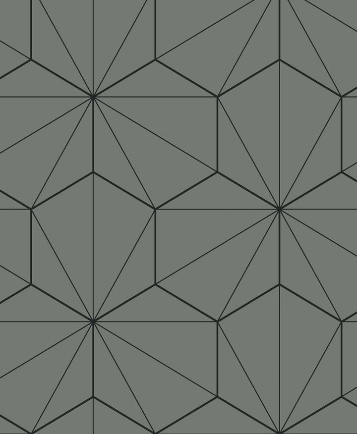 Hedron Geometric Pavestone & Ebony by Seabrook Wallpaper Etten Studios Online Netherlands 57.5 12.6" 20.9" - Fabric Carolina -