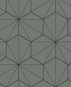 Hedron Geometric Pavestone & Ebony by Seabrook Wallpaper