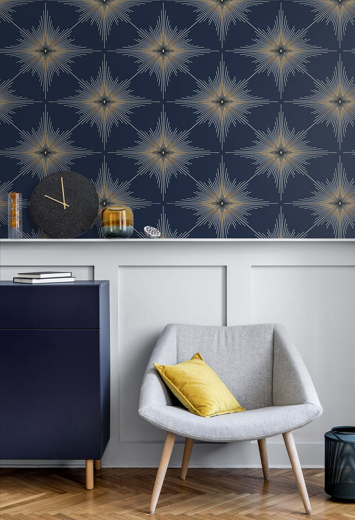 North Star Navy Blue ET11402 by Etten Studios Designer Wallpaper