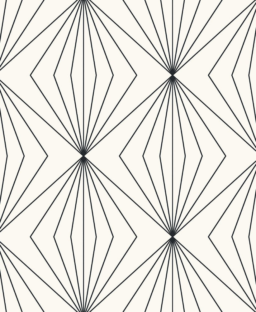 Diamond Vector Ebony & Eggshell by Seabrook Wallpaper Etten Studios Online Netherlands 57.5 6.3" 20.9" - Fabric Carolina -