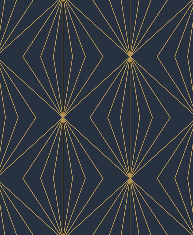 Diamond Vector Navy Blue & Metallic Gold by Seabrook Wallpaper Etten Studios Online Netherlands 57.5 6.3" 20.9" - Fabric Carolina -