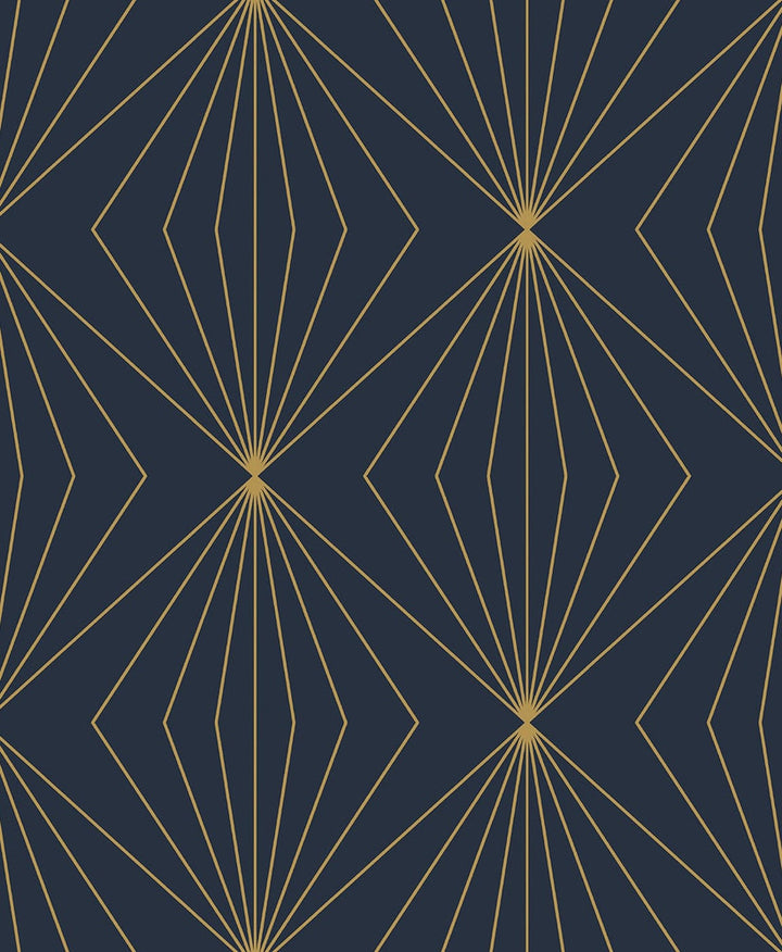 Diamond Vector Navy Blue & Metallic Gold by Seabrook Wallpaper Etten Studios Online Netherlands 57.5 6.3" 20.9" - Fabric Carolina -