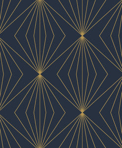 Diamond Vector Navy Blue & Metallic Gold by Seabrook Wallpaper