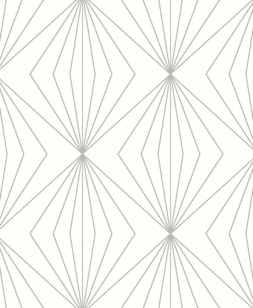 Diamond Vector Metallic Silver & Eggshell by Seabrook Wallpaper Etten Studios Online Netherlands 57.5 6.3" 20.9" - Fabric Carolina -