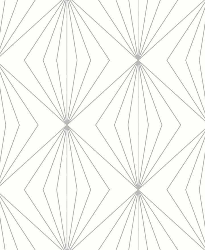 Diamond Vector Metallic Silver & Eggshell by Seabrook Wallpaper Etten Studios Online Netherlands 57.5 6.3" 20.9" - Fabric Carolina -