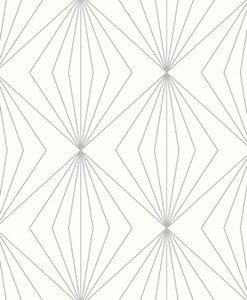 Diamond Vector Metallic Silver & Eggshell by Seabrook Wallpaper