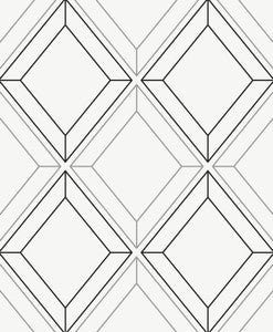 Linework Gem Metallic Silver & Ebony by Seabrook Wallpaper