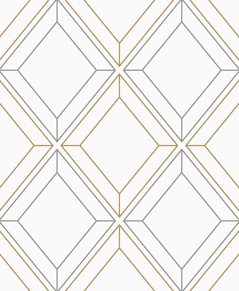 Linework Gem Metallic Silver & Gold by Seabrook Wallpaper Etten Studios Online Netherlands 57.5 12.6" 20.9" - Fabric Carolina -