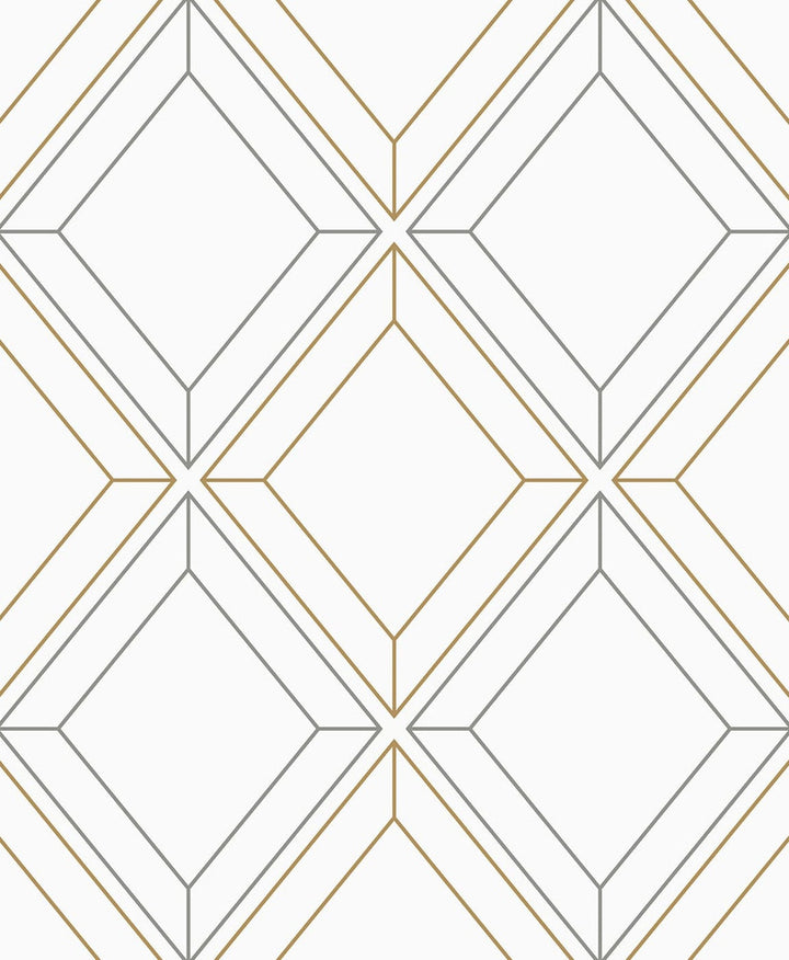 Linework Gem Metallic Silver & Gold by Seabrook Wallpaper Etten Studios Online Netherlands 57.5 12.6" 20.9" - Fabric Carolina -