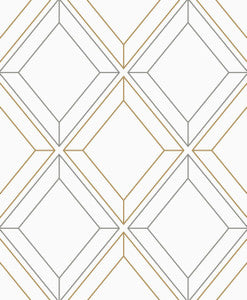 Linework Gem Metallic Silver & Gold by Seabrook Wallpaper
