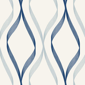 Wave Ogee Celtic Blue & Dewdrop by Seabrook Wallpaper