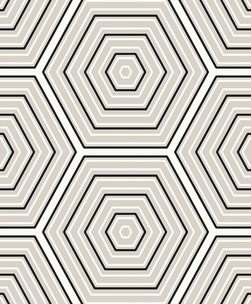 Hex Topography Cove Grey & Ebony by Seabrook Wallpaper Etten Studios Online Netherlands 57.5 12.6" 20.9" - Fabric Carolina -