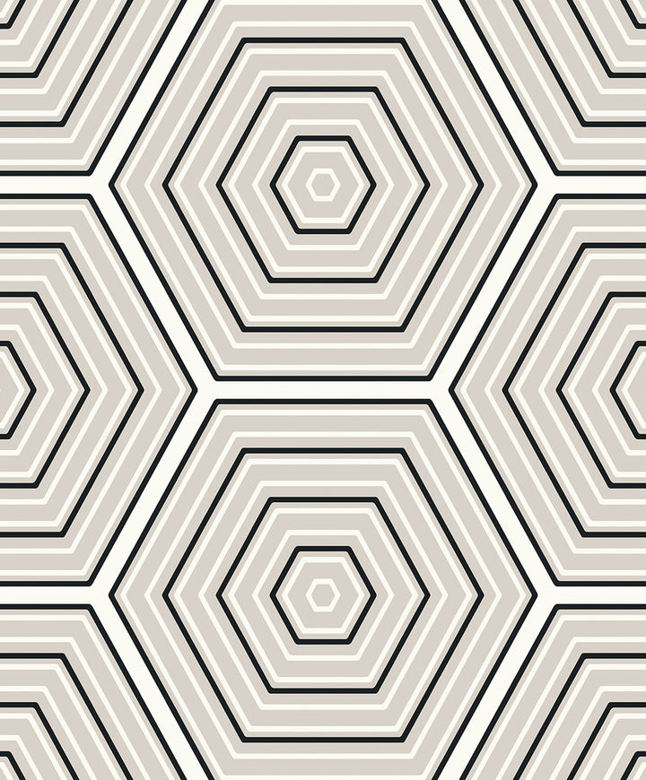 Hex Topography Cove Grey & Ebony by Seabrook Wallpaper Etten Studios Online Netherlands 57.5 12.6" 20.9" - Fabric Carolina -