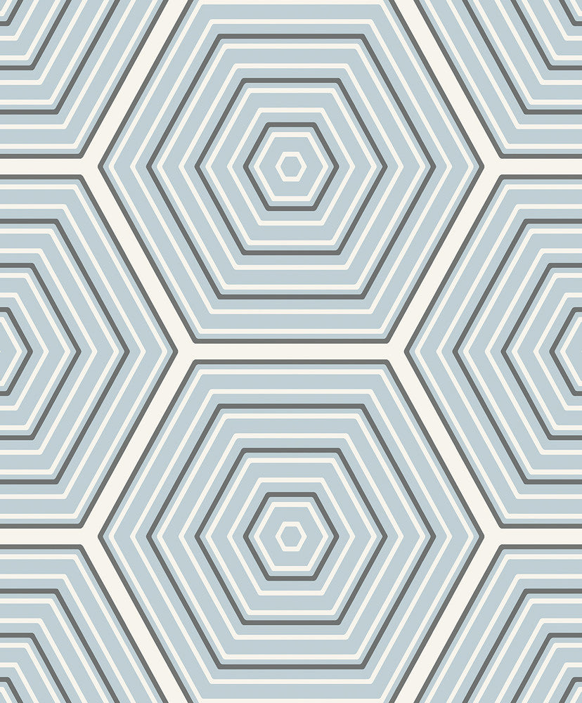 Hex Topography Sky Blue & Argos Grey by Seabrook Wallpaper Etten Studios Online Netherlands 57.5 12.6" 20.9" - Fabric Carolina -