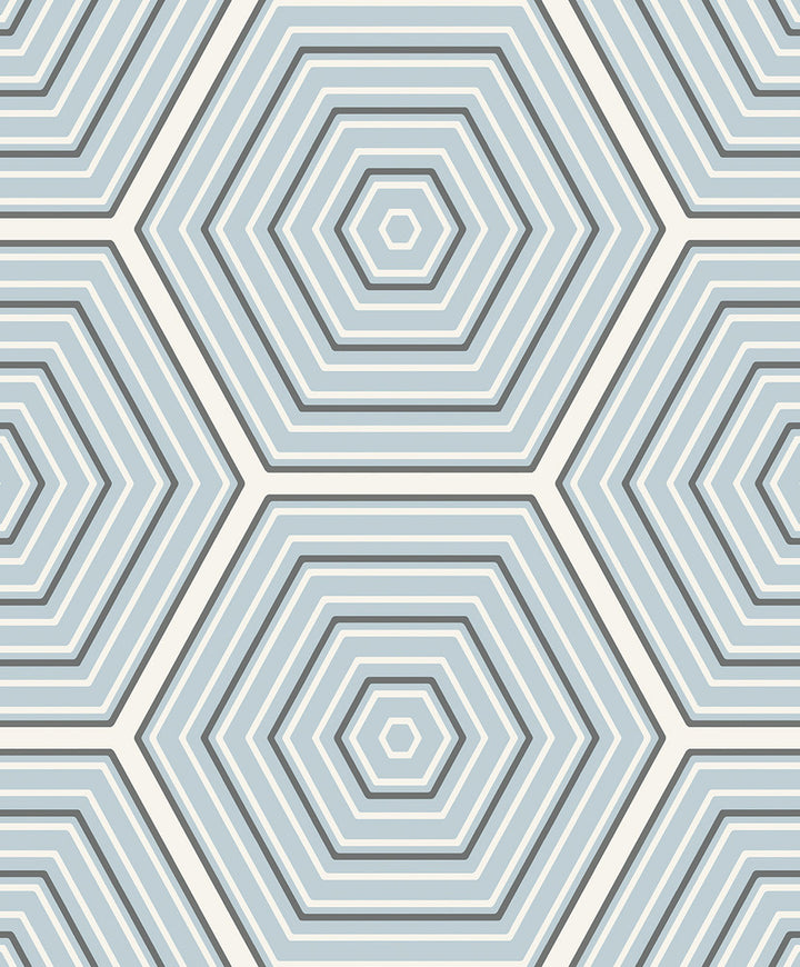 Hex Topography Sky Blue & Argos Grey by Seabrook Wallpaper Etten Studios Online Netherlands 57.5 12.6" 20.9" - Fabric Carolina -