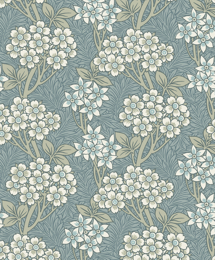 Floral Vine Stream Blue & Sage by Seabrook Wallpaper Legacy Prints Netherlands 57.5 12.6" 20.9" - Fabric Carolina -