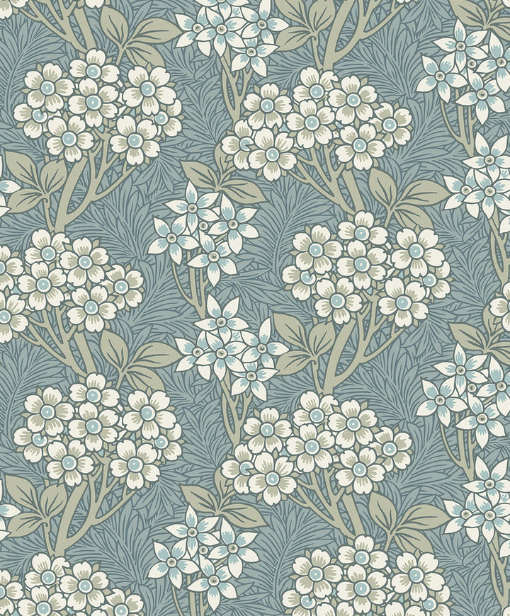 Floral Vine Stream Blue & Sage by Seabrook Wallpaper Legacy Prints Netherlands 57.5 12.6" 20.9" - Fabric Carolina -