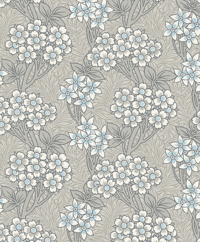 Floral Vine Daydream Grey & Carolina Blue by Seabrook Wallpaper Legacy Prints Netherlands 57.5 12.6" 20.9" - Fabric Carolina -