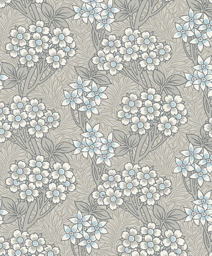 Floral Vine Daydream Grey & Carolina Blue by Seabrook Wallpaper Legacy Prints Netherlands 57.5 12.6" 20.9" - Fabric Carolina -