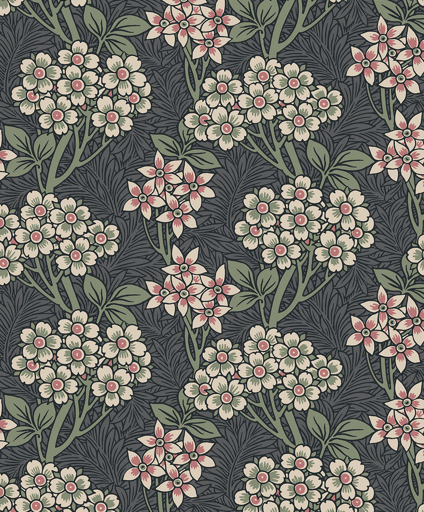 Floral Vine Smoke & Laurel Green by Seabrook Wallpaper Legacy Prints Netherlands 57.5 12.6" 20.9" - Fabric Carolina -