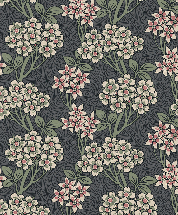 Floral Vine Smoke & Laurel Green by Seabrook Wallpaper Legacy Prints Netherlands 57.5 12.6" 20.9" - Fabric Carolina -