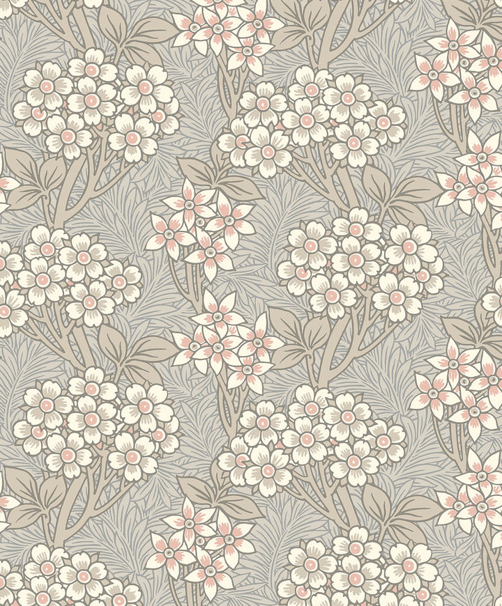 Floral Vine Daydream Grey & Rose Petal by Seabrook Wallpaper Legacy Prints Netherlands 57.5 12.6" 20.9" - Fabric Carolina -