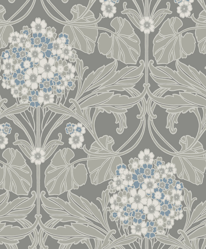 Floral Hydrangea Daydream Grey & Carolina Blue by Seabrook Wallpaper Legacy Prints Netherlands 57.5 25.2" 20.9" - Fabric Carolina -