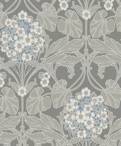 Floral Hydrangea Daydream Grey & Carolina Blue by Seabrook Wallpaper