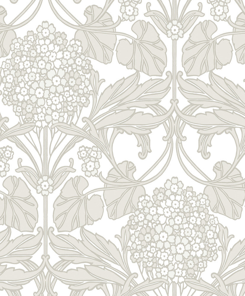 Floral Hydrangea Pale Oak & Pearl by Seabrook Wallpaper Legacy Prints Netherlands 57.5 25.2" 20.9" - Fabric Carolina -