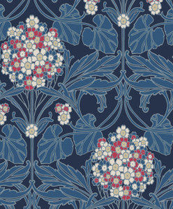 Floral Hydrangea Naval Blue & Raspberry by Seabrook Wallpaper