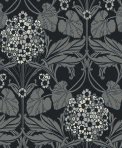 Floral Hydrangea Ebony & Charcoal by Seabrook Wallpaper