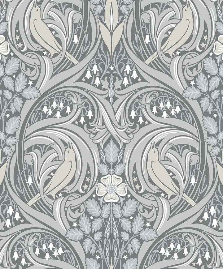 Bird Scroll Argos Grey & Linen by Seabrook Wallpaper Legacy Prints Netherlands 57.5 25.2" 20.9" - Fabric Carolina -