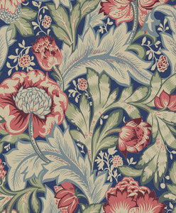 Acanthus Garden Marine Blue & Watermelon by Seabrook Wallpaper