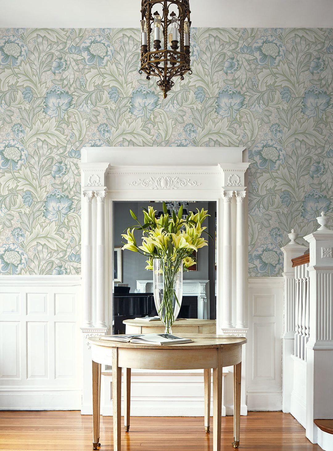 Acanthus Garden Powder Blue & Green Mist ET12304 by Etten Studios Designer Wallpaper